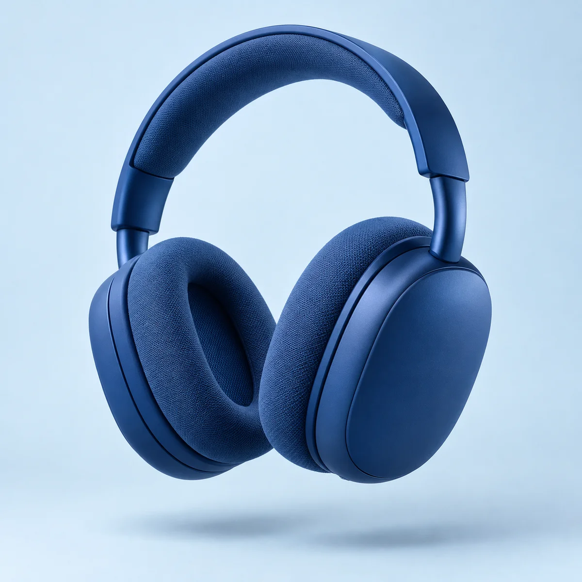 Blue headphones in a fictional Form audio campaign
